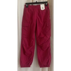 Xersion Girls 14 Large High Rise Woven Parachute‎ Pants Pink